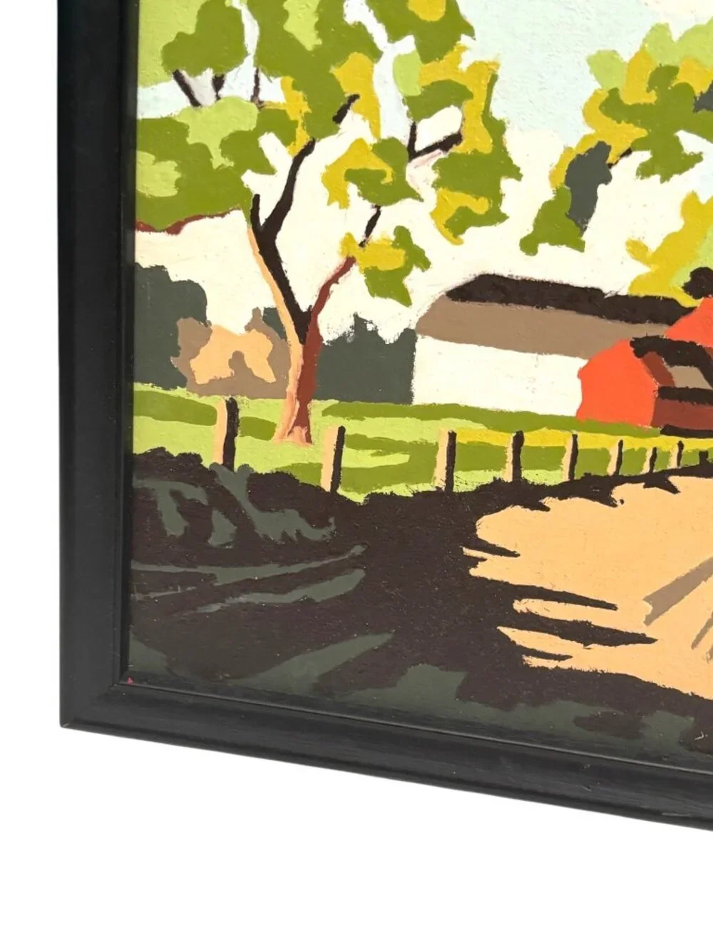 2 Vintage Paint-By-Numbers Framed Farmhouse Landscape Art Pair 9